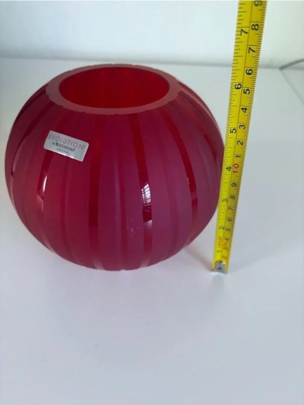Evolution By Waterford Red Frosted Glass Vase 6
